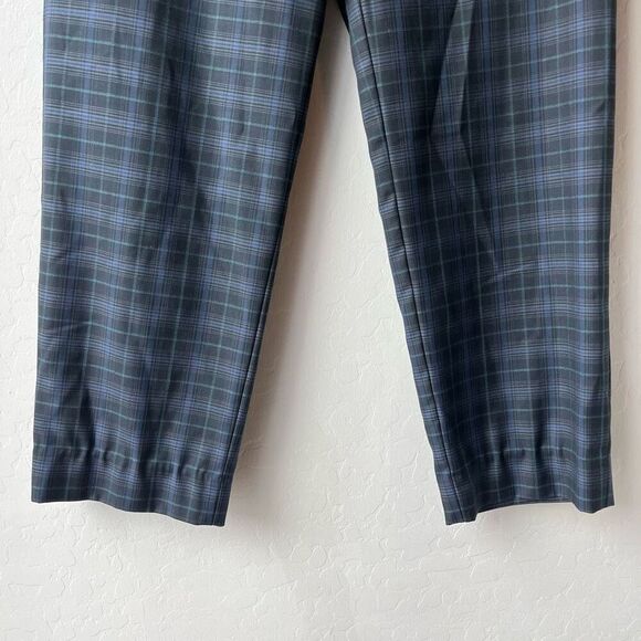 Tibi Trouser Pants Marvel Black Blue Plaid Taylor Straight Leg Ankle Pant Size 4 - Picture 5 of 11